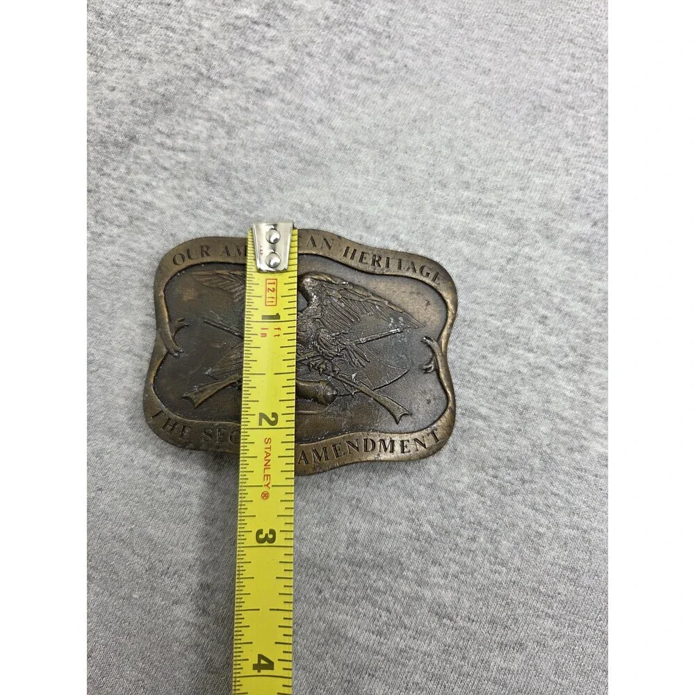Vintage 2nd Amendment Crossed Rifles Solid Brass Belt Buckle